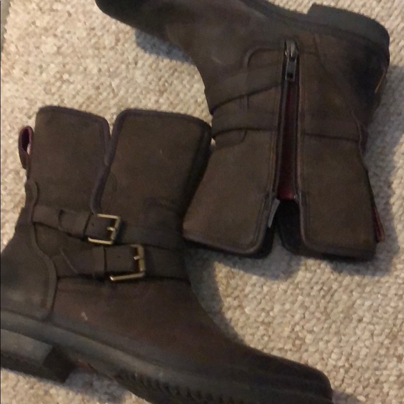 Ugg zip up brown leather boots size 7 - Picture 4 of 10